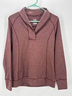 Burgundy Heather Cutter & Buck Women’s Shoreline Half Zip Pullover